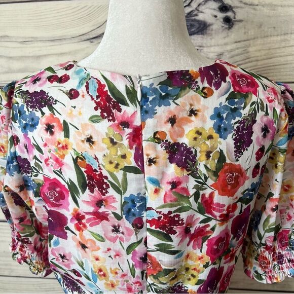 Nordstrom NSR White Multicolor Floral Puff Sleeve Dress - Picture 8 of 10